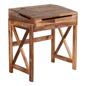 Havi School Desk- 28 Inch Flip Top Storage- X Base- Rustic Light Brown