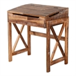 Havi School Desk- 28 Inch Flip Top Storage- X Base- Rustic Light Brown