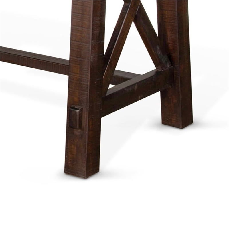 Anva Writing Desk- 2 Drawers- X Motif Panels- Dark Brown 58 Inch Top