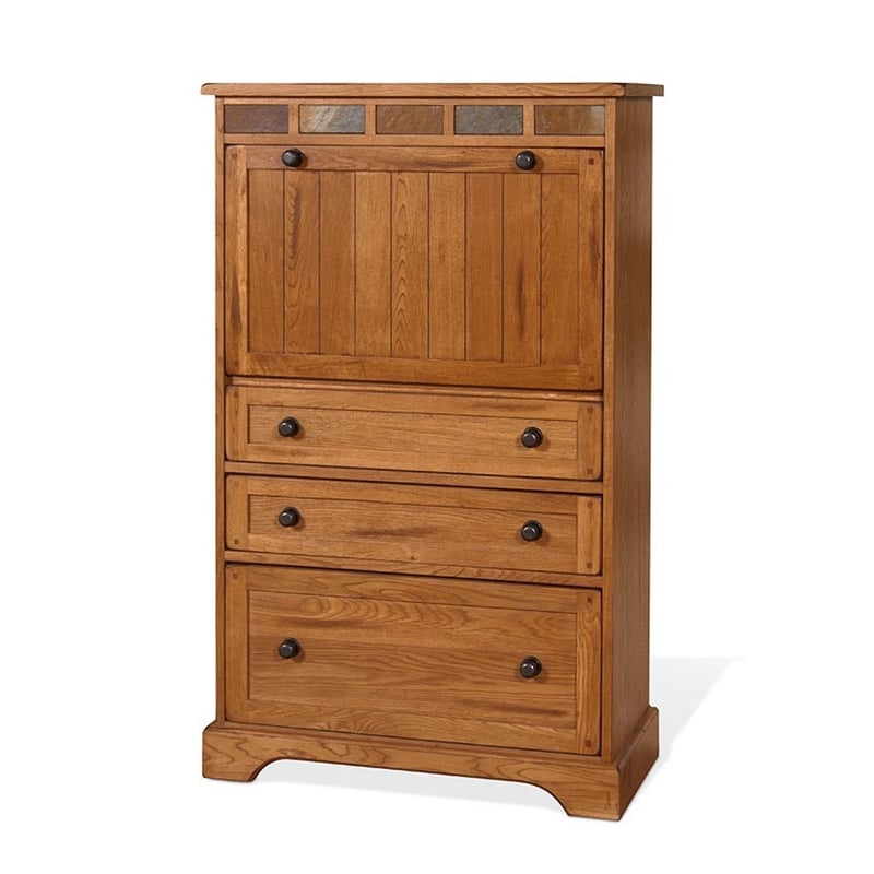 Murphy Desk Armoire Cabinet- 3 Drawer File Storage- Brown 53 Inch