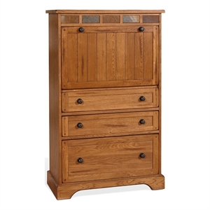 Murphy Desk Armoire Cabinet- 3 Drawer File Storage- Brown 53 Inch