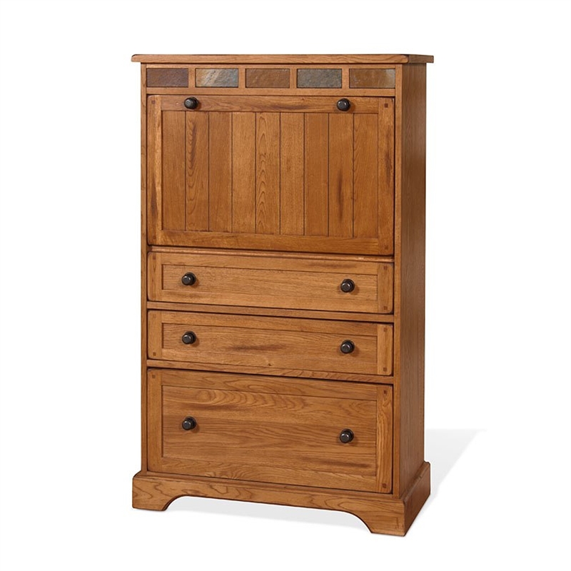 Murphy Desk Armoire Cabinet- 3 Drawer File Storage- Brown 53 Inch