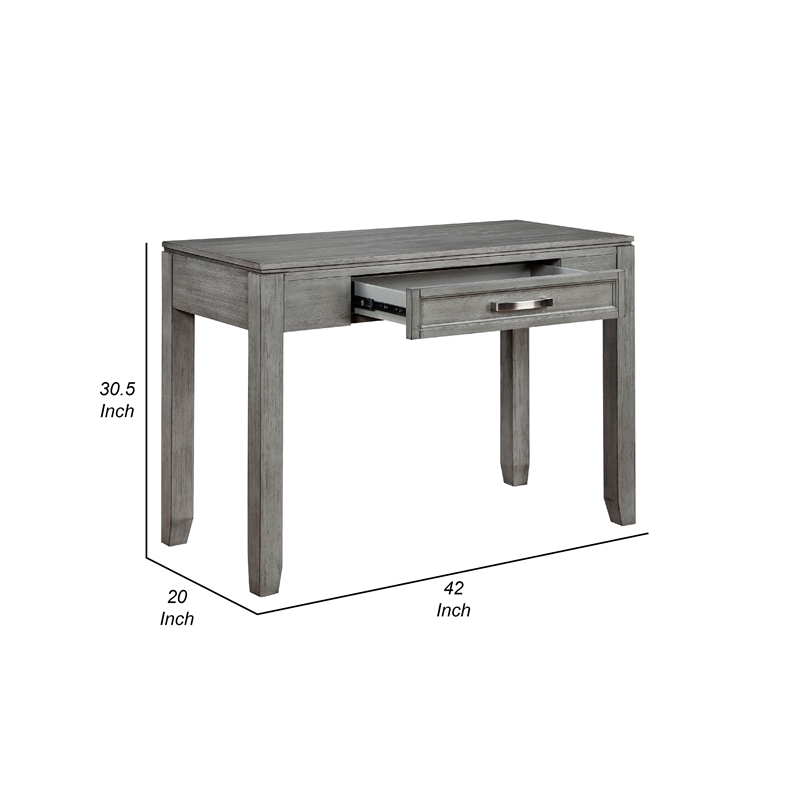 Thiem Writing Laptop Desk- 1 Drawer- Gray Wood Veneer- 42 Inch