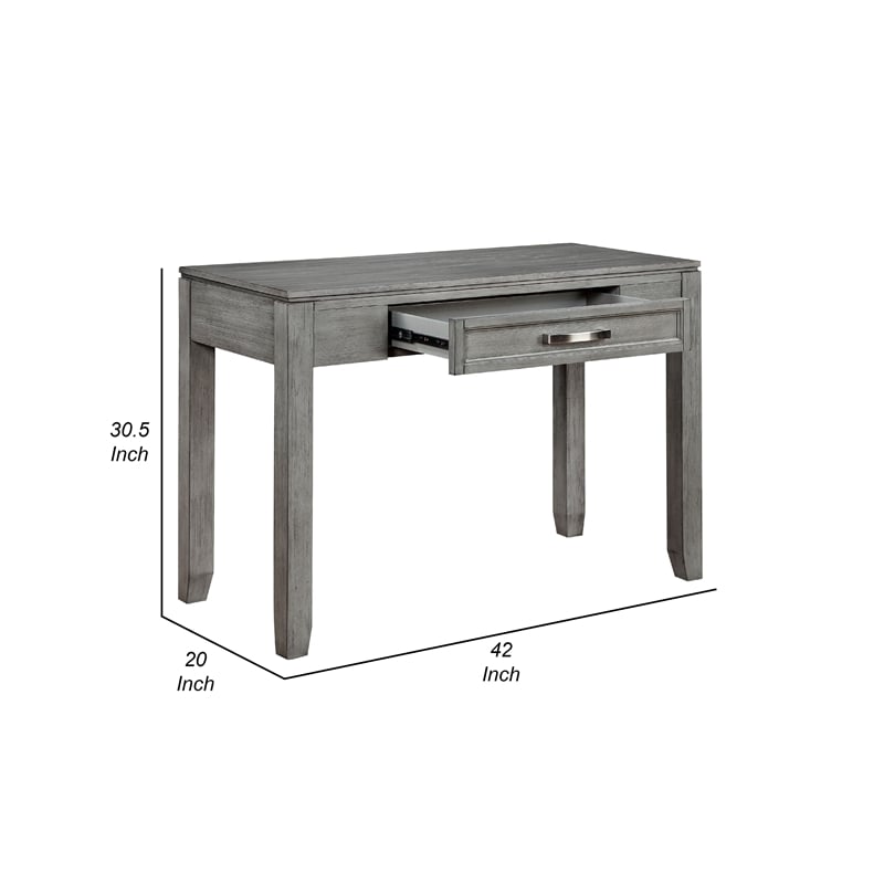 Thiem Writing Laptop Desk- 1 Drawer- Gray Wood Veneer- 42 Inch