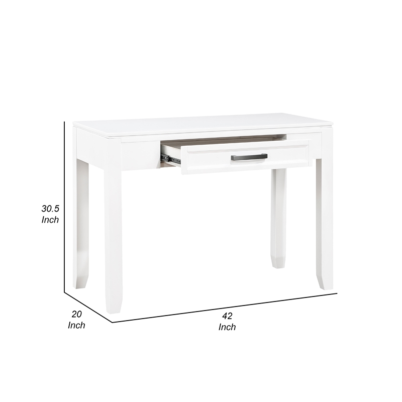 Thiem Writing Laptop Desk- 1 Drawer- White Veneer- 42 Inch