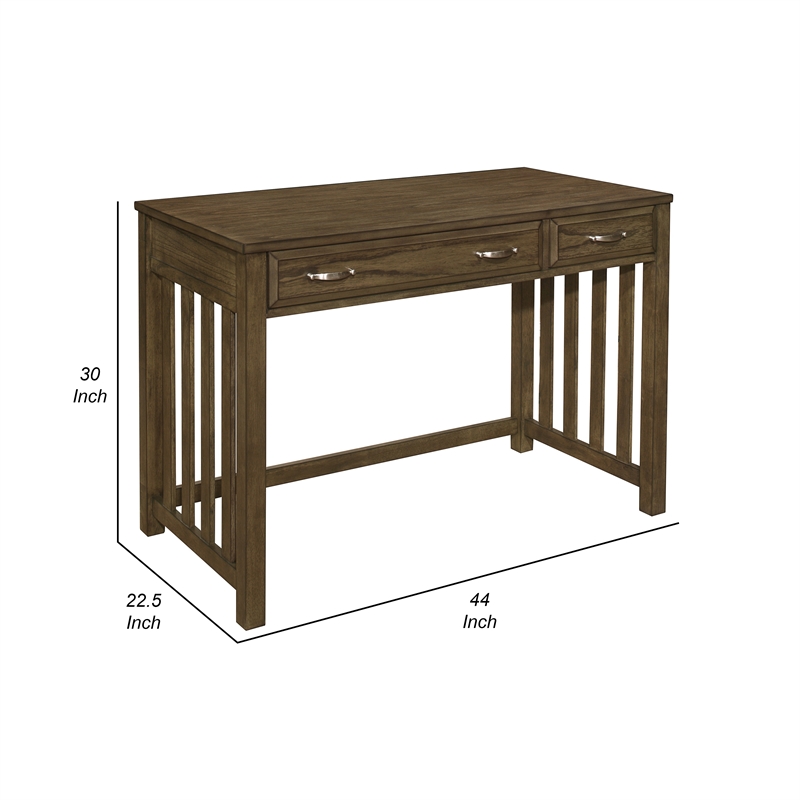 Belinda Writing Computer Desk- 2 Drawers- Rustic Brown Veneer- 44 Inch
