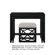 Syna 3 Piece Nesting Desk and Stool Set- Black Wood- Gray Polyester