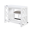 Syna 3 Piece Nesting Desk and Stool Set- White Wood- Gray Polyester