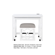 Syna 3 Piece Nesting Desk and Stool Set- White Wood- Gray Polyester