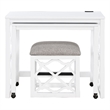Syna 3 Piece Nesting Desk and Stool Set- White Wood- Gray Polyester