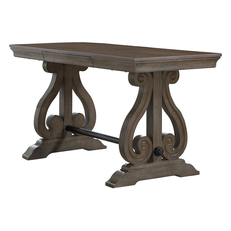Luon Writing Desk- Traditional Classy Dark Oak Brown Veneer-  60 Inch