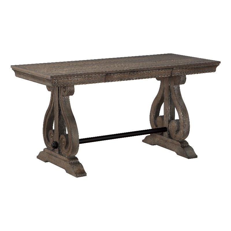 Luon Writing Desk- Traditional Classy Dark Oak Brown Veneer-  60 Inch