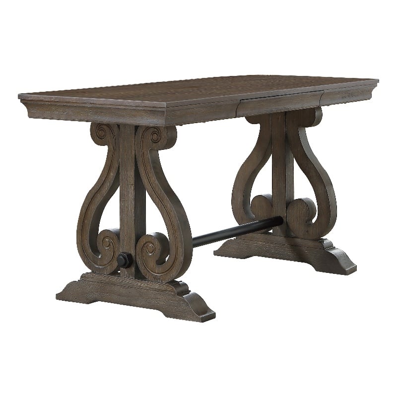 Luon Writing Desk- Traditional Classy Dark Oak Brown Veneer-  60 Inch