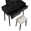 Anvy Vanity Desk Set with Mirror and Stool- 4 Drawers- Black Wood