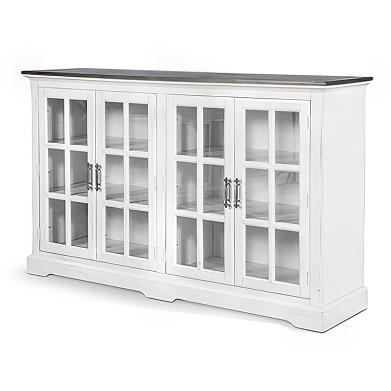 Orso Sideboard Buffet Console- 2 Double Door Cabinet- White- Brown