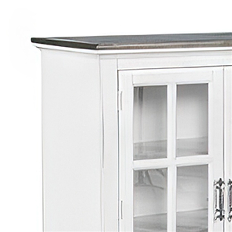 Orso Sideboard Buffet Console- 2 Double Door Cabinet- White- Brown
