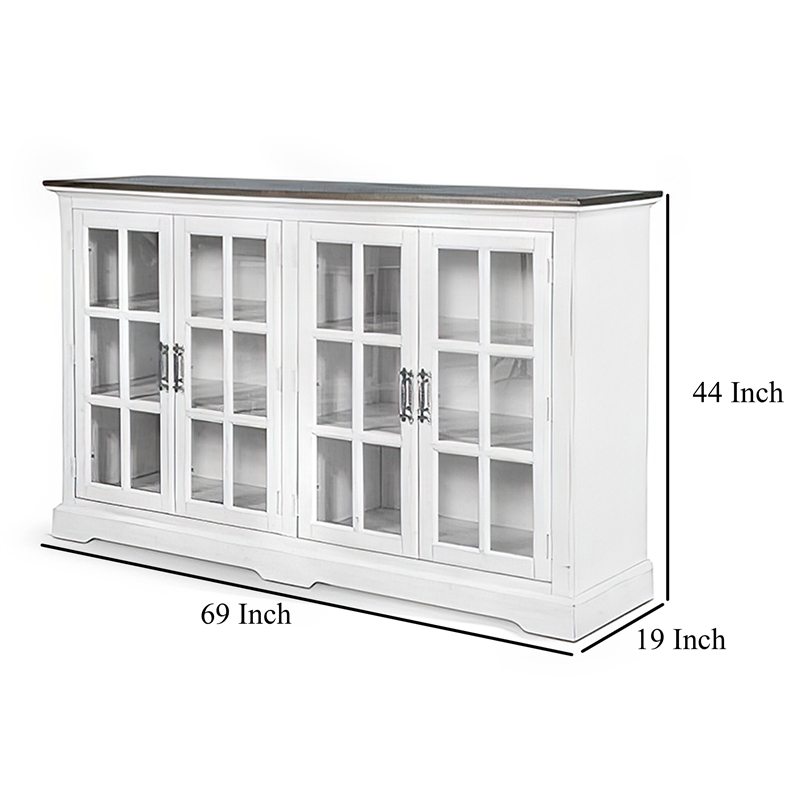 Orso Sideboard Buffet Console- 2 Double Door Cabinet- White- Brown