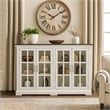 Orso Sideboard Buffet Console- 2 Double Door Cabinet- White- Brown