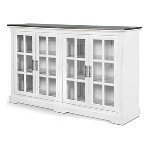 Orso Sideboard Buffet Console- 2 Double Door Cabinet- White- Brown