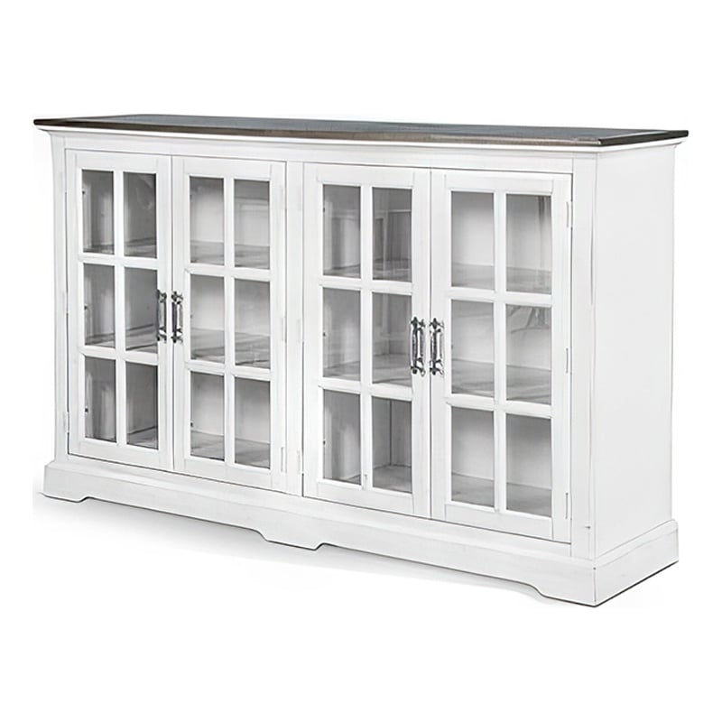 Orso Sideboard Buffet Console- 2 Double Door Cabinet- White- Brown