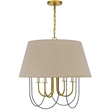 Pomy 24 Inch Chandelier-Hardback Burlap Shade-Gold Black Metal