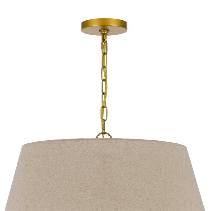 Pomy 24 Inch Chandelier-Hardback Burlap Shade-Gold Black Metal