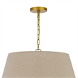 Pomy 24 Inch Chandelier-Hardback Burlap Shade-Gold Black Metal