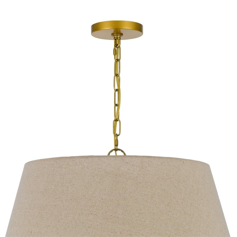 Pomy 24 Inch Chandelier-Hardback Burlap Shade-Gold Black Metal