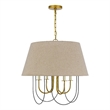 Pomy 24 Inch Chandelier-Hardback Burlap Shade-Gold Black Metal