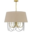 Pomy 28 Inch Chandelier-Hardback Burlap Shade-Gold Black Metal