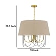 Pomy 28 Inch Chandelier-Hardback Burlap Shade-Gold Black Metal
