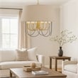 Pomy 28 Inch Chandelier-Hardback Burlap Shade-Gold Black Metal