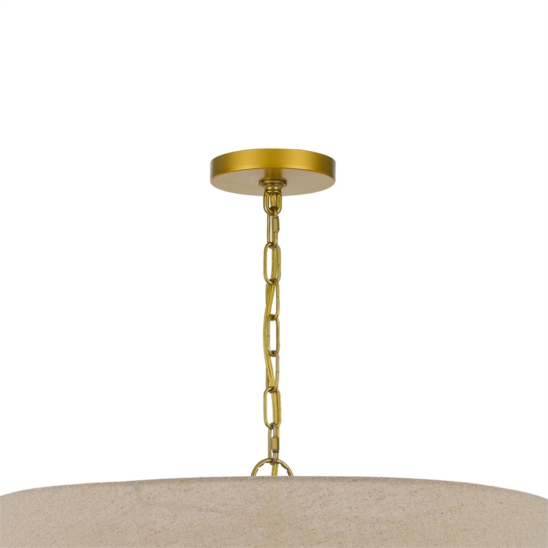 Pomy 28 Inch Chandelier-Hardback Burlap Shade-Gold Black Metal