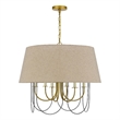Pomy 28 Inch Chandelier-Hardback Burlap Shade-Gold Black Metal