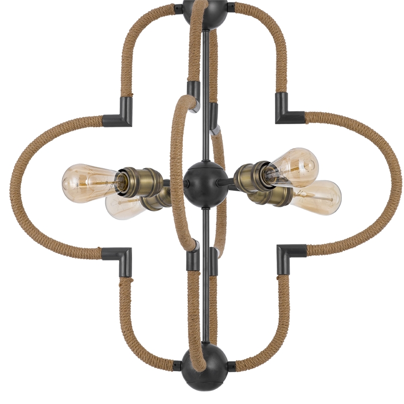 Gemo 25 Inch Chandelier-Crossed Clover Design-Brass Black Metal
