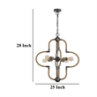Gemo 25 Inch Chandelier-Crossed Clover Design-Brass Black Metal