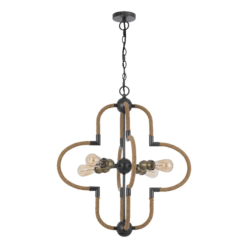 Gemo 25 Inch Chandelier-Crossed Clover Design-Brass Black Metal