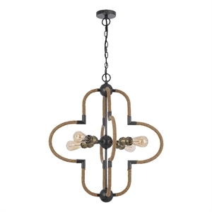 Gemo 25 Inch Chandelier-Crossed Clover Design-Brass Black Metal