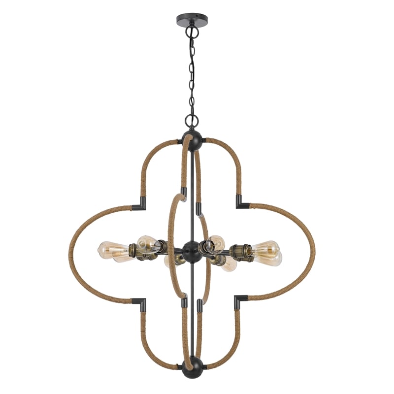 Gemo 36 Inch Chandelier-Crossed Clover Design-Brass Black Metal
