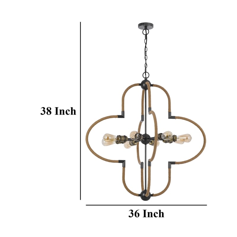 Gemo 36 Inch Chandelier-Crossed Clover Design-Brass Black Metal