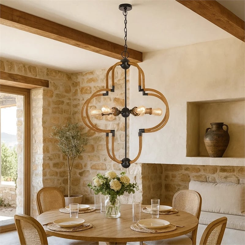 Gemo 36 Inch Chandelier-Crossed Clover Design-Brass Black Metal