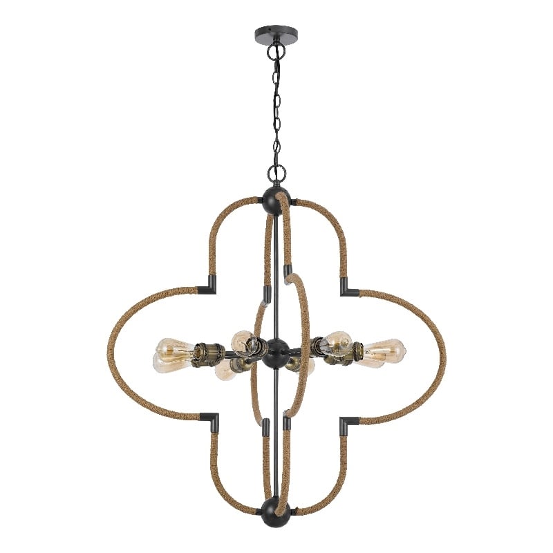 Gemo 36 Inch Chandelier-Crossed Clover Design-Brass Black Metal