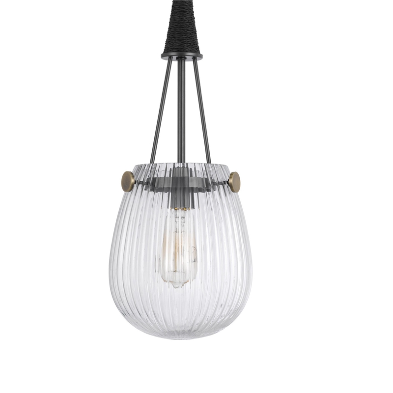 Cora 8 Inch Pendant Light w Gray Gold Chain-Fluted Raindrop Glass