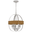 Baty Chandelier-3 Light Rustic Rattan-Round White Metal 18 Inch