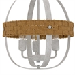 Baty Chandelier-3 Light Rustic Rattan-Round White Metal 18 Inch
