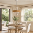 Baty Chandelier-3 Light Rustic Rattan-Round White Metal 18 Inch