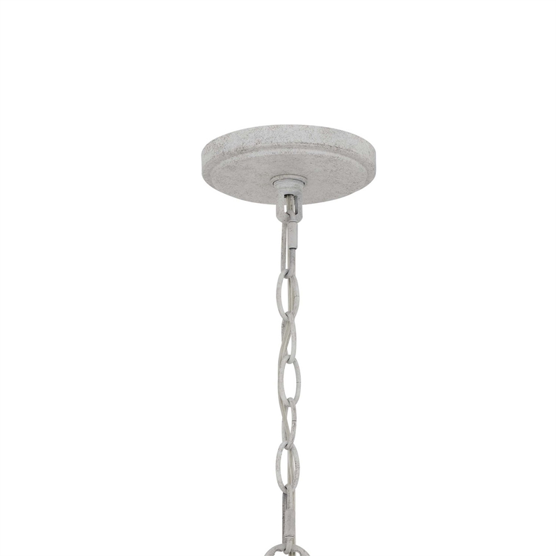 Baty Chandelier-3 Light Rustic Rattan-Round White Metal 18 Inch