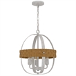 Baty Chandelier-3 Light Rustic Rattan-Round White Metal 18 Inch