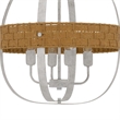 Baty Chandelier-4 Light Rustic Rattan Round-White Metal 21 Inch