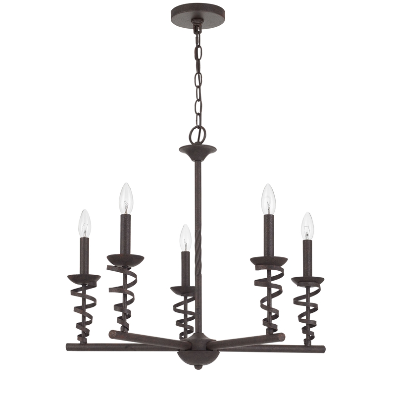 Bah 26 Inch Chandelier-Spiral Candelabra w Hanging Chain-Black
